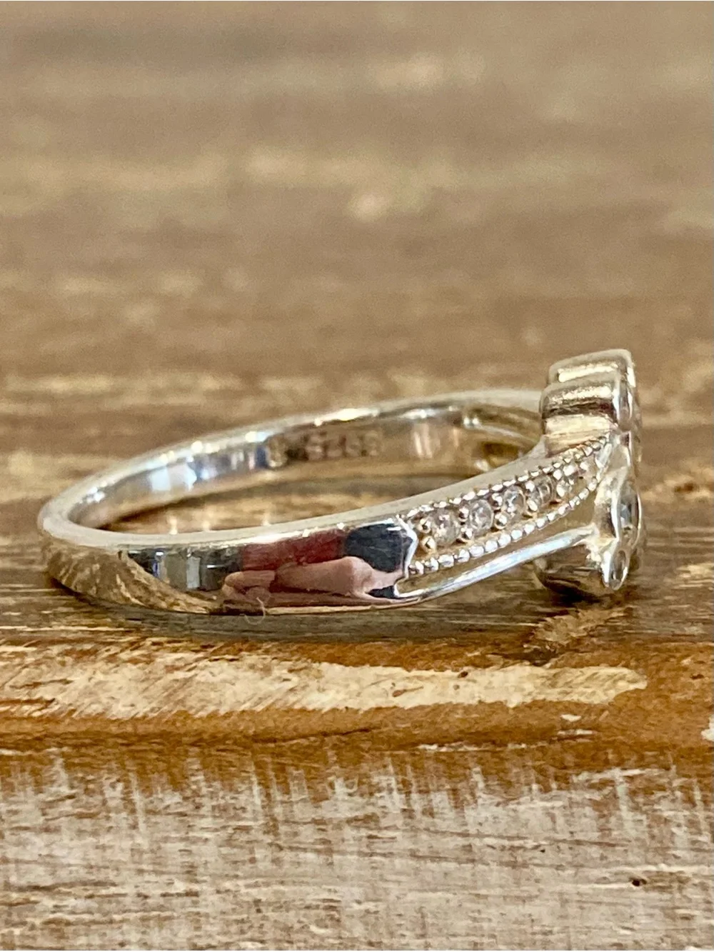 Sterling Silver 925 Disney Mickey Mouse Ring Clear Gem Size 8